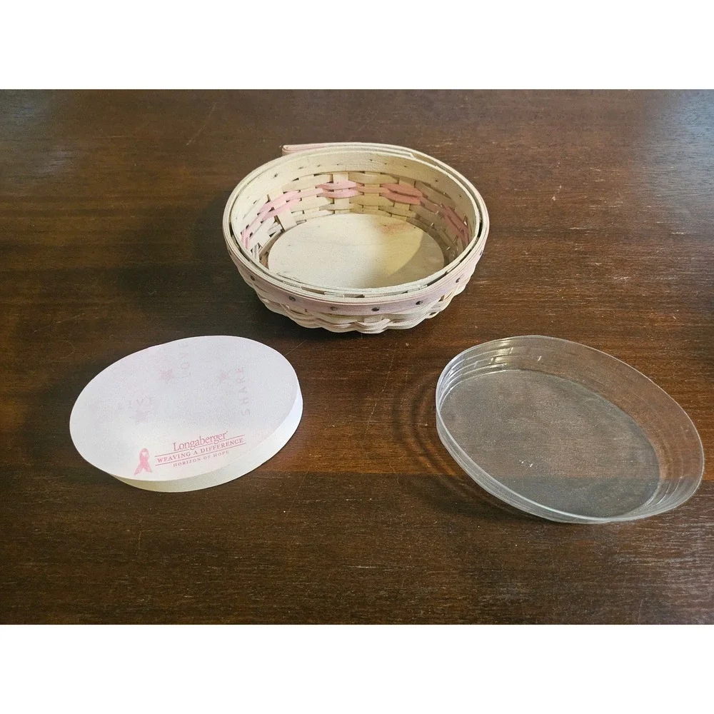 Longaberger Horizon of Hope 2003 Breast Cancer Basket Post its & protector